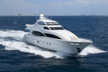 Large boat speeding through the ocean